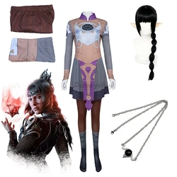 game Baldurs Cos Gate 3 Cosplay Shadowheart Costume Adult Women Fantasia Headband Dress Pants Outfit Halloween Fancy Suit wig