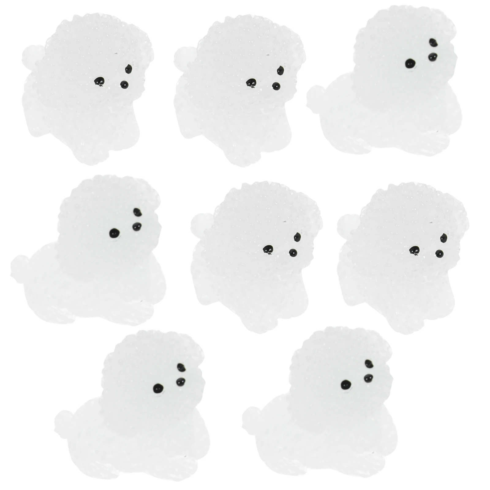 

8 Pcs Resin Miniature Dog Figurines Glow In The Dark Tiny Statues Micro L Garden Decor Puppy naments Bichon Home Office