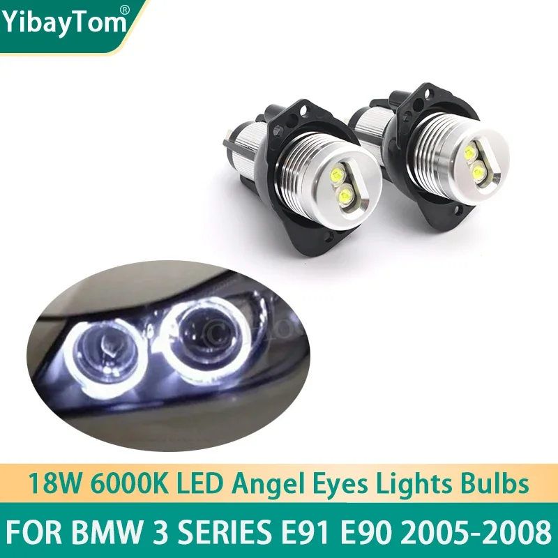 for BMW E90 E91 3 Series 325i 328i 335i 2005-2008 2x Canbus 18W LED Angel Eyes Marker Lights Bulbs Error Free White Red Blue