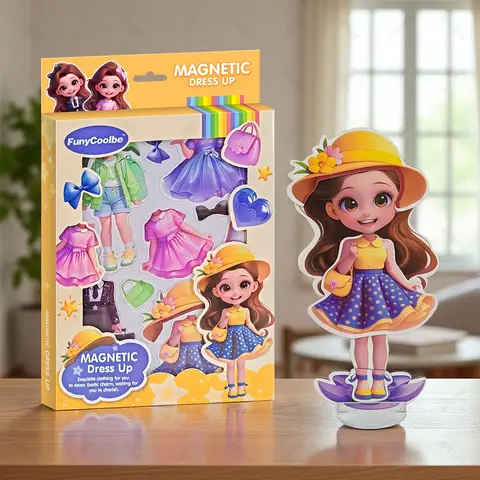Brinquedo de Vestir Magnético DIY para Meninas do Jardim de Infância, Quebra-Cabeça Magnético de Vestir, Presente