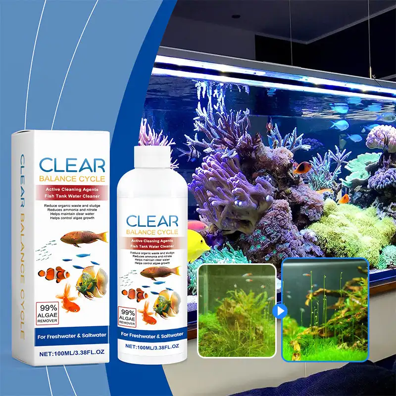 Fish Tank Water Powerful Cleaner 100ml Fish Tank Water Clarifying Agent For Cleaning Stains/Sludge /Controlling Algae Growth