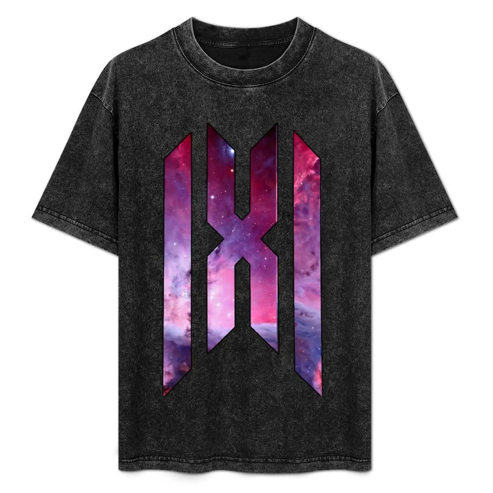 

Monsta X Logo (Purple-Red Galaxy) T-Shirt Work Short Sleeve Cotton Top