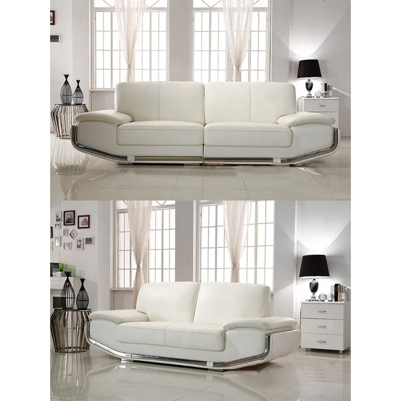 

Italian minimalist leather sofa top layer cowhide furniture high-end villa