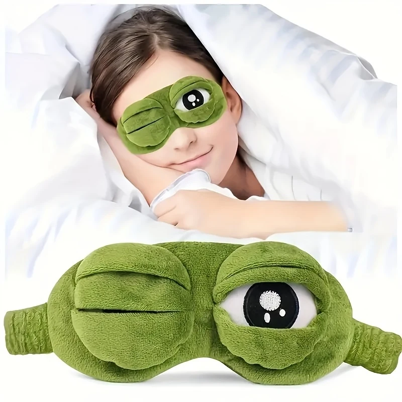 1 cute green frog eye mask, eye protection, school sleep eye mask, soft and comfortable, essential for travel and home, durable