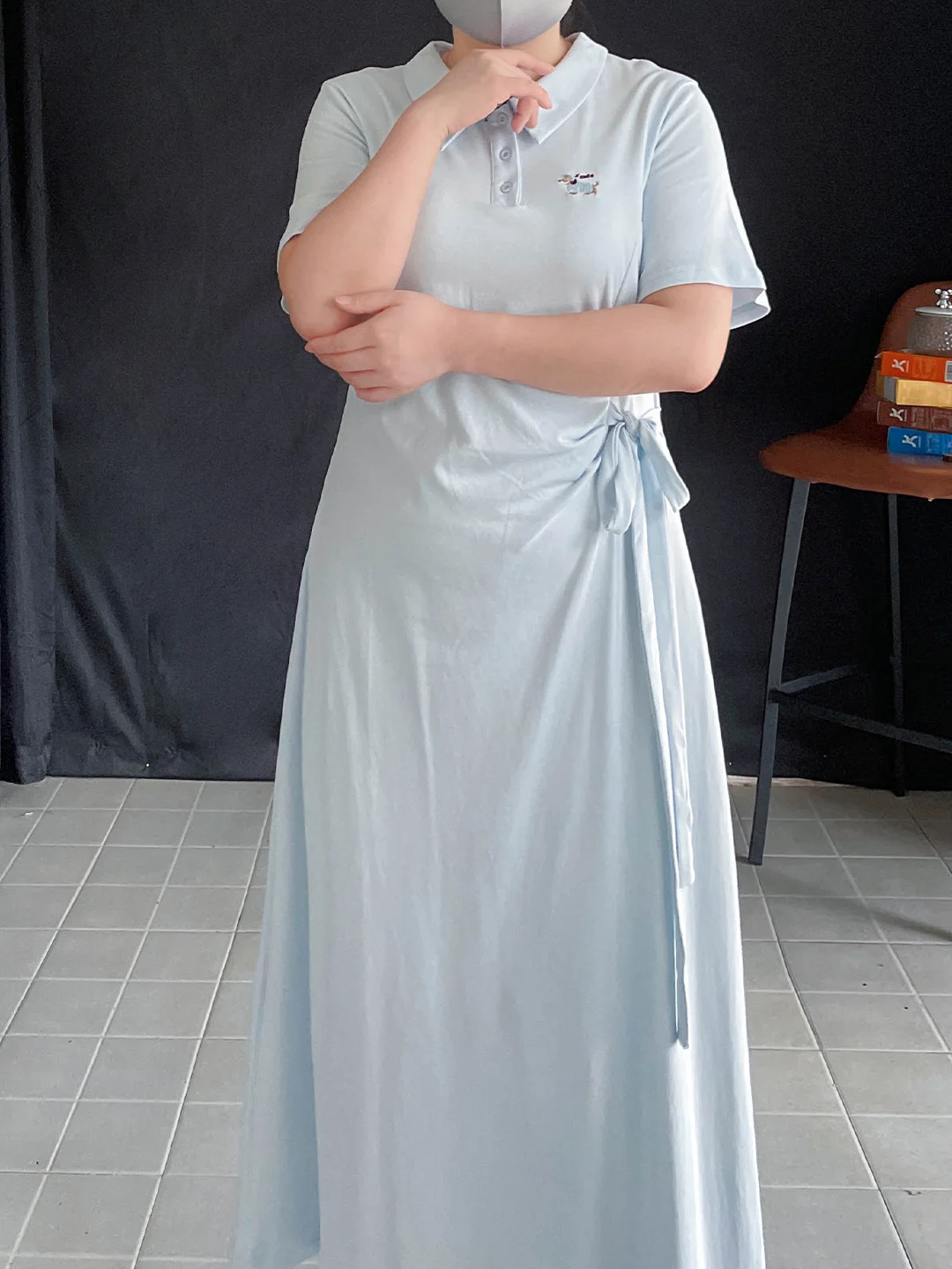 

plus Size Conceal Meat Large Dress High Sensation Fat MM200 Pound Shoulder Loose Slim Waist T-Shirt Long Dress Korean Style A...