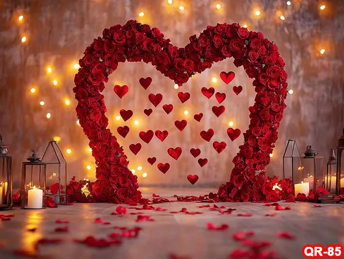 웨딩 신부 샤워용 붉은 장미 꽃 벽 배경, 꽃 사진 배경, 성인 여성 생일 파티 케이크 테이블