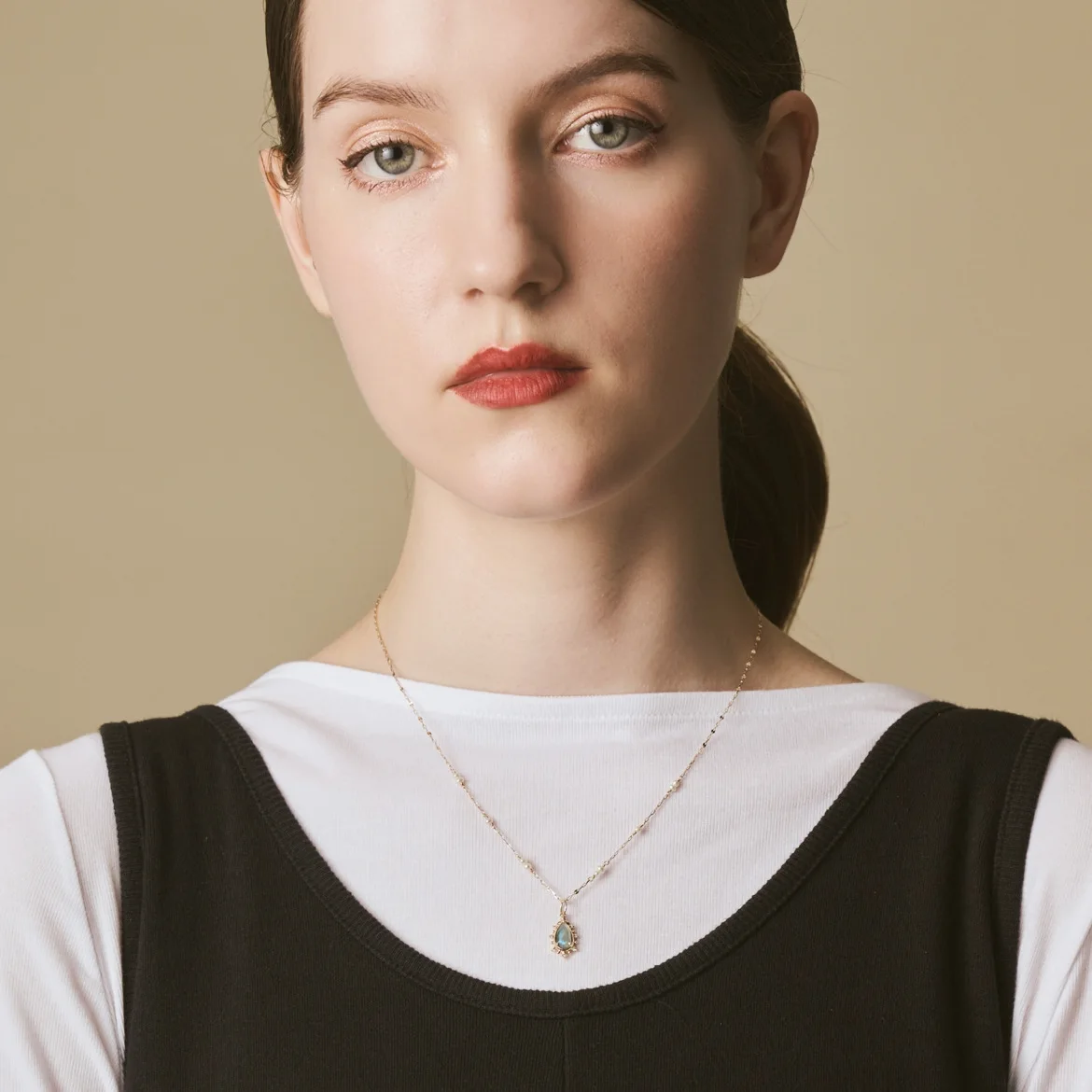 Vintage Picture Frame Teardrop Natural Malachite Pearl Leaves Gold Plated 925 Sterling Silver Pendant Necklace Retro For Women