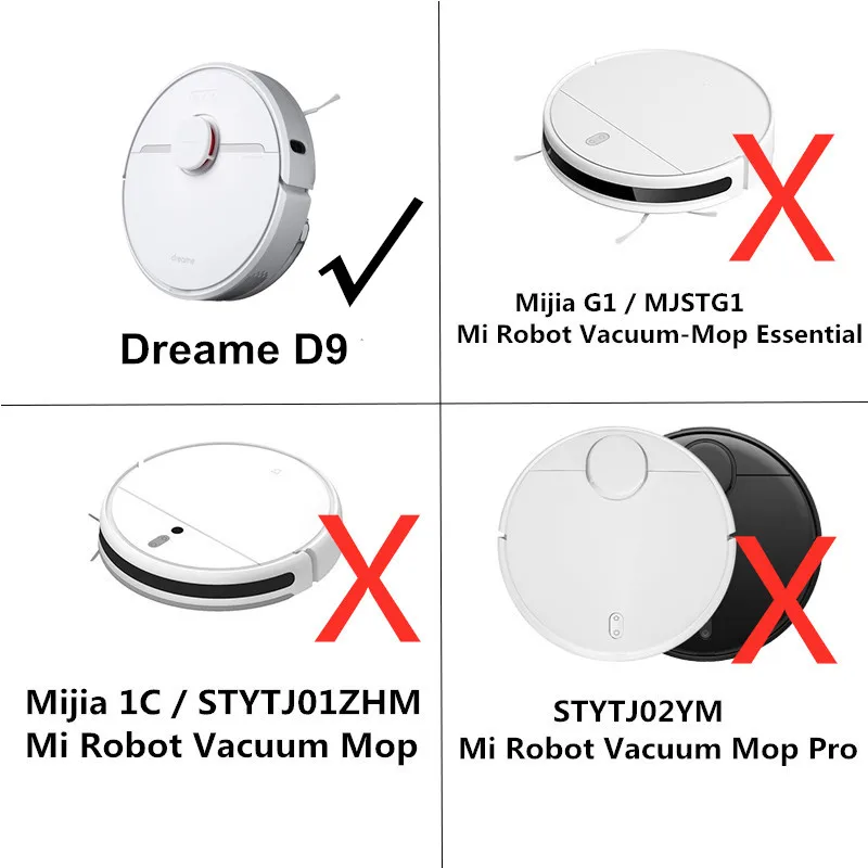 Robotic Vacuum Cleaner Spare Kits For Xiaomi Dreame D9 Main Centre Roller Side Brush Hepa Filter Mop Cloth Accessories Parts