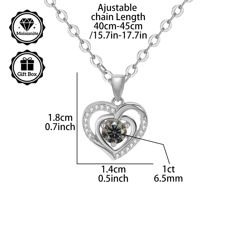 

Рождественский gif LAMVOICE, колье из стерлингового серебра 925 пробы, ожерелье из муассанита 1 карат, gif высокого качества, ювелирные изделия для женщин