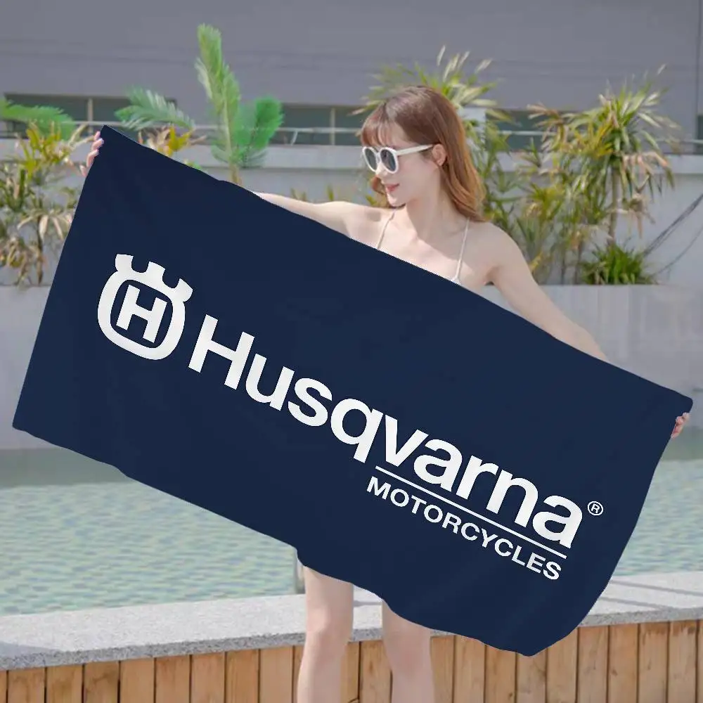 H-Husqvarnas Logo Microfiber Beach Towel Absorbent Quick dry Soft Yoga Swimming Resort Mountain Climbing Towel