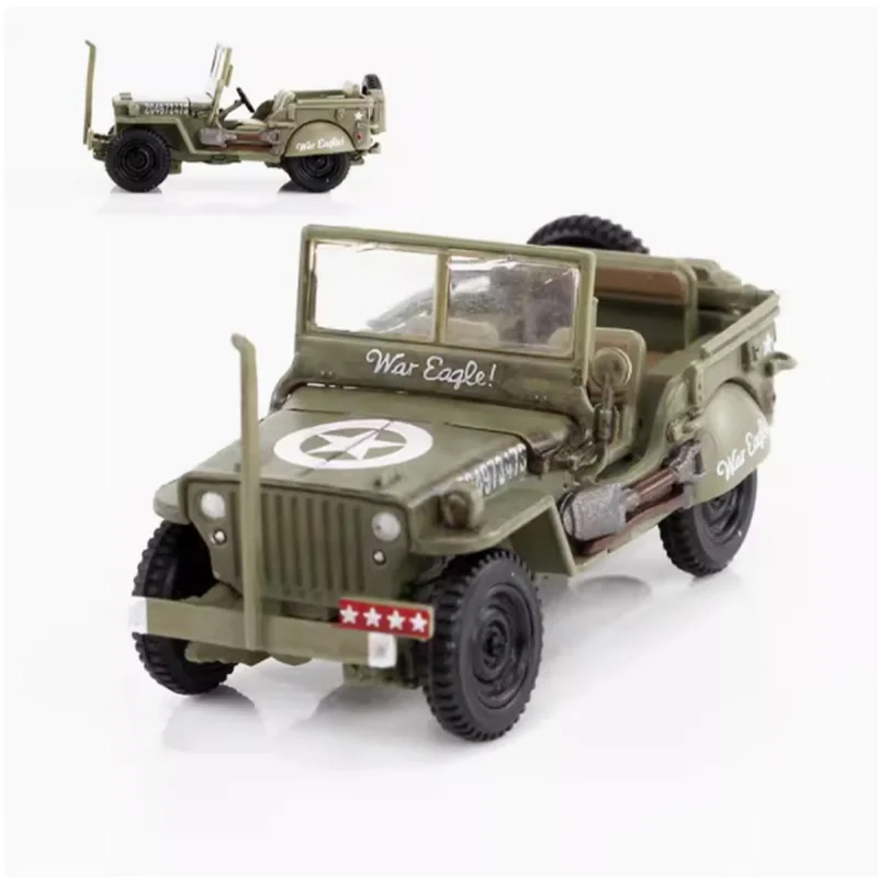 

HG4215 1/72 Scale Willis Jeep Military Vehicle US 3rd Army 1945 Simulation Armored Vehicle Model Display Collectible Toy Gift