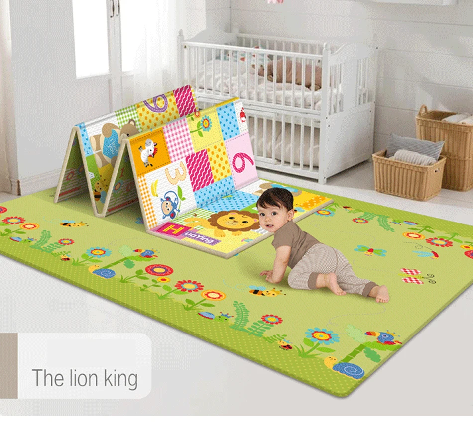 180x100 Foldable Baby Play Mat Waterproof Baby Mat for Floor Portable Playmat for Babies with Travel Bag Kids Rug Activitys Toys