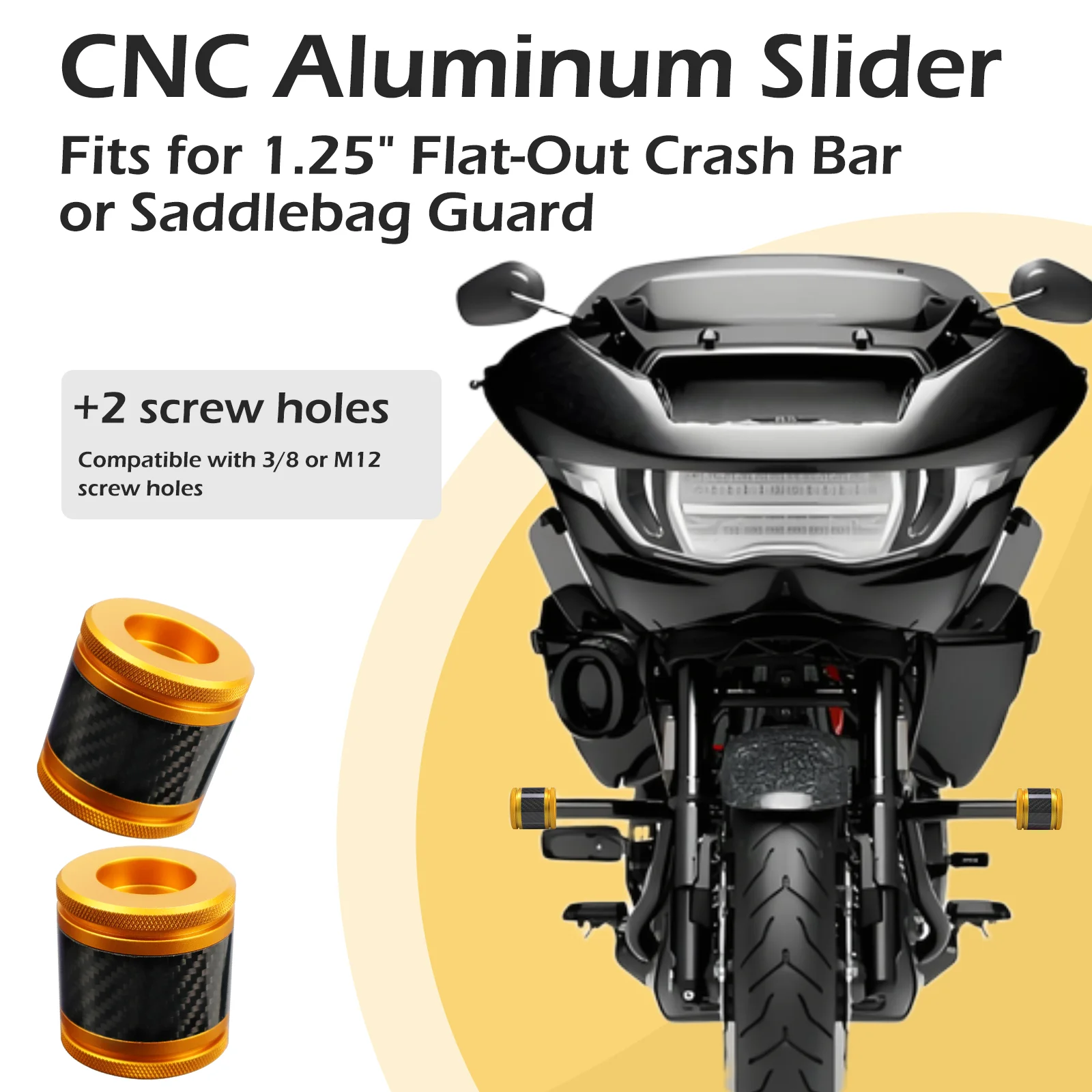 GZICMA Motorcycle Crash Bar CNC Aluminum End Caps for Harley Touring Softail Sportster Engine Guard Saddlebag Guards Ends 2PCS