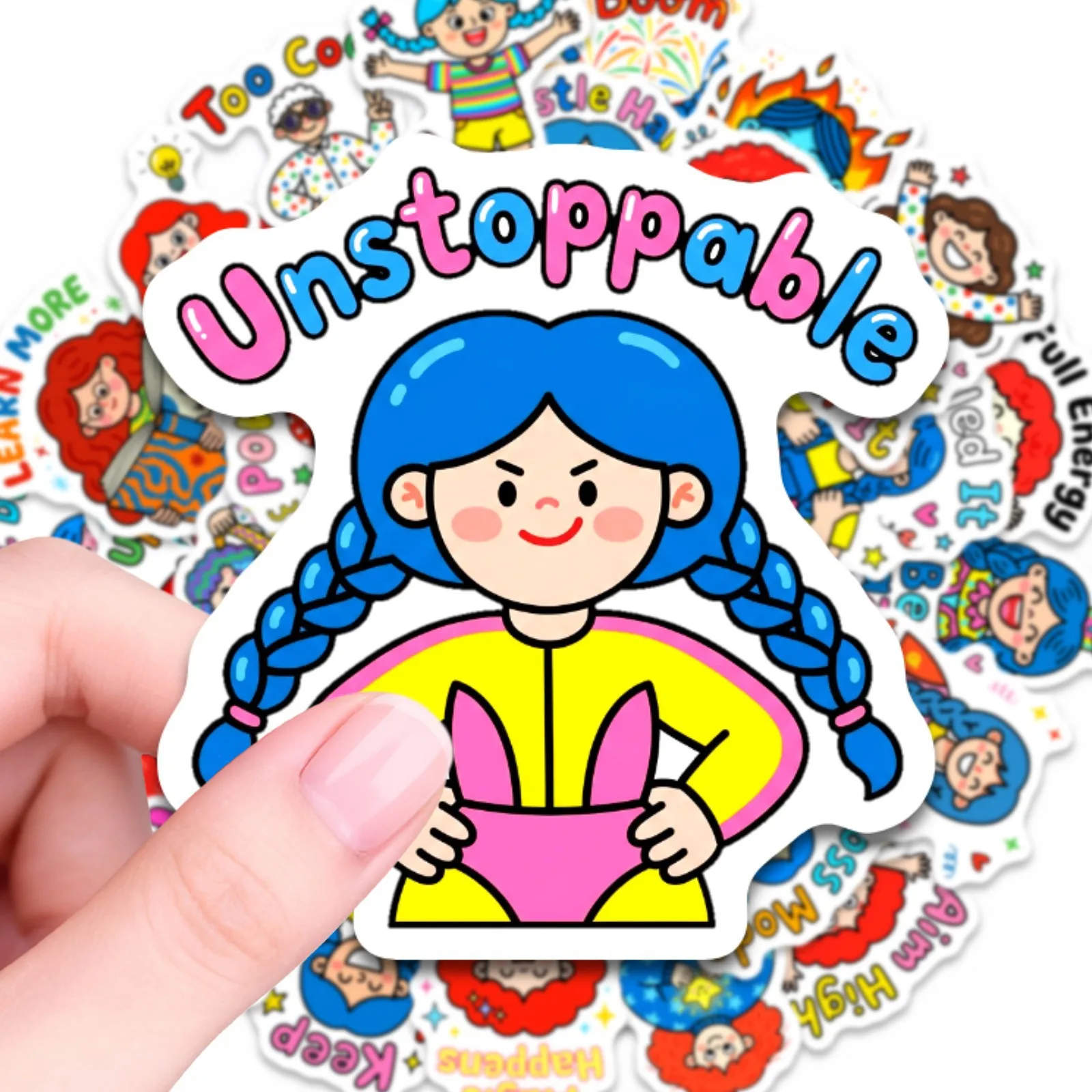 50 Pcs Colorful Positive Cartoon Character Stickers Waterproof Self-Adhesive Decorate Phone Skate Cup Guitar Fridge Helmet Decal