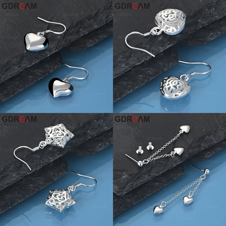 

GDREAM 925 Sterling Silver Hollow Heart Earrings Classic Women'S Simple Accessories Party Jewelry