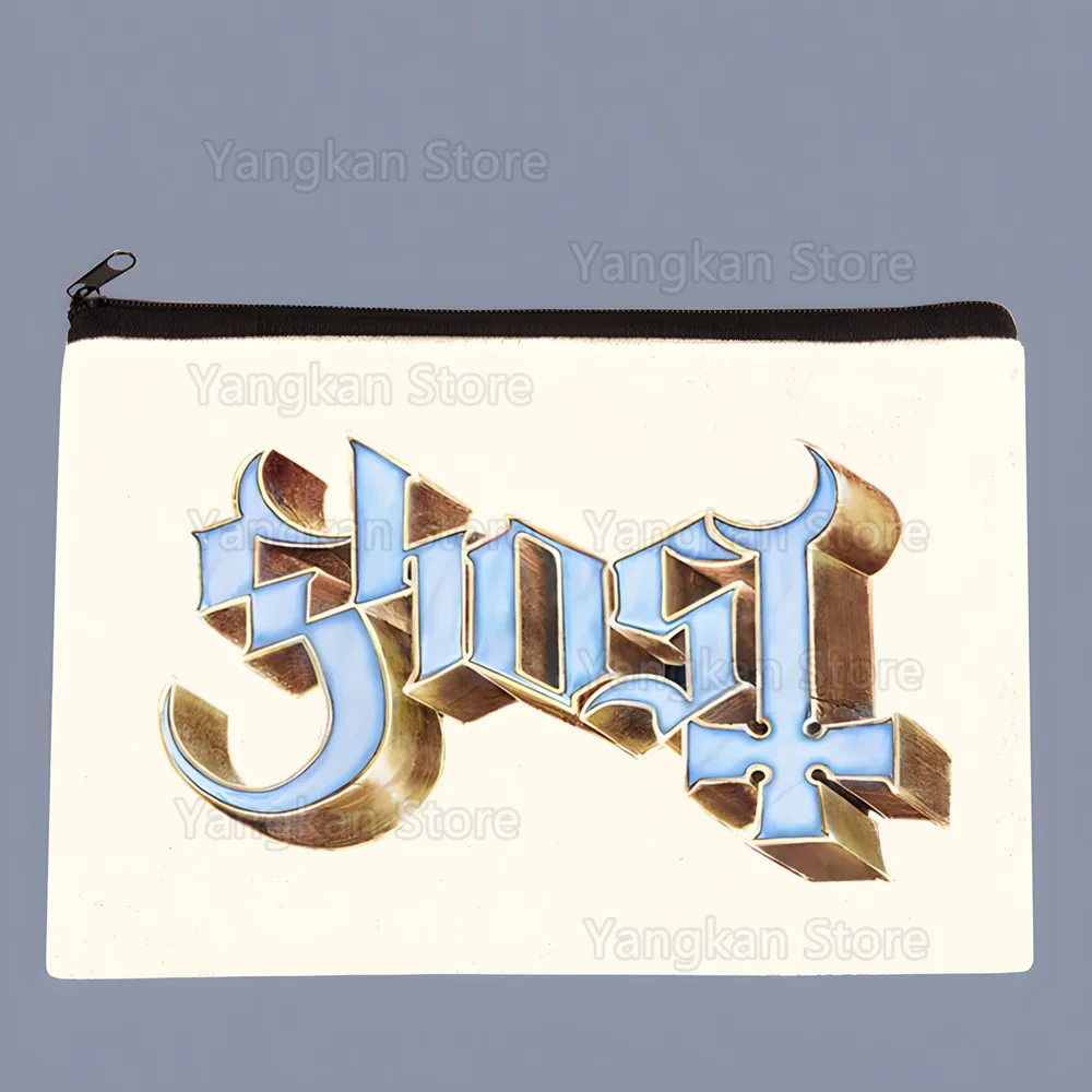 Ghost Band Skeletá Satanized Rock Metal Canvas Pouch Slogan Canvas Bag Funny Cosmetic Zipped Pencil Case Snack Bag Luxury