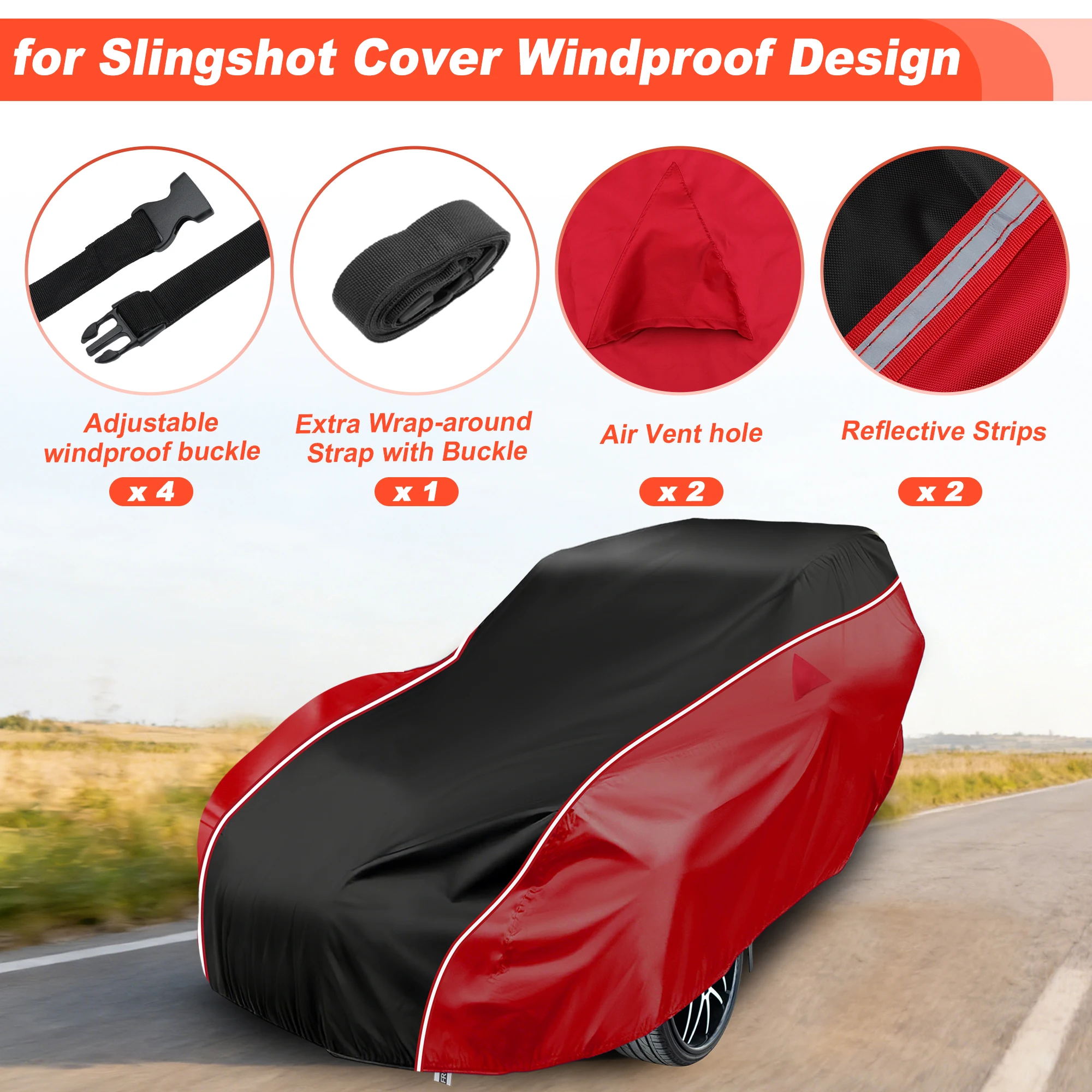 

UXCELL 420D Oxford Full Cover Waterproof Snow Protection With Roof Air Vents for Polaris Slingshot S SL SLR R 2019-2025