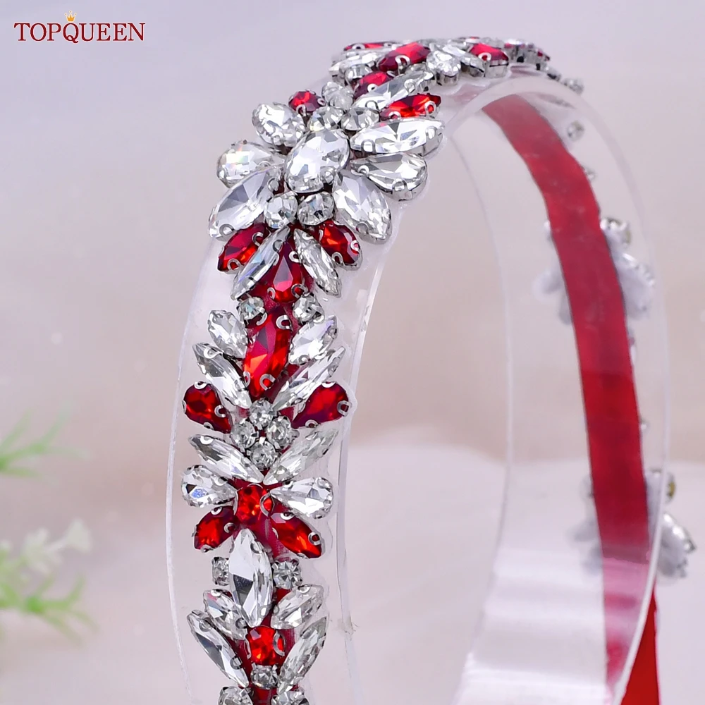 TOPQUEEN Rot Strass Braut Gürtel Schärpe Hochzeit Gürtel Rot Abendkleid Taille Dekoration Hochzeit Zubehör Brautjungfer Geschenk S09 – Detail 26