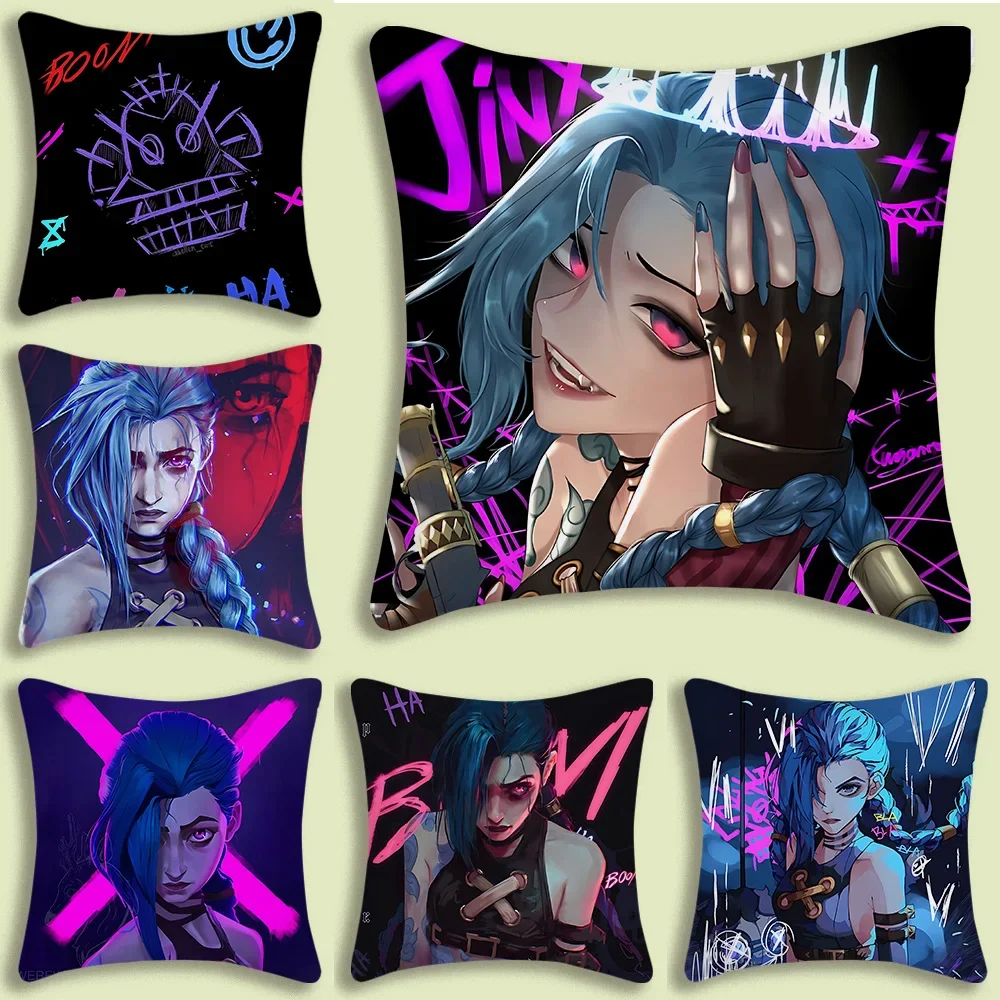 Pillow Covers Cartoon Sofa Decorative Home Double-sided Hot Game Arcane League of Legends Printing Short Plush Cute Cushion