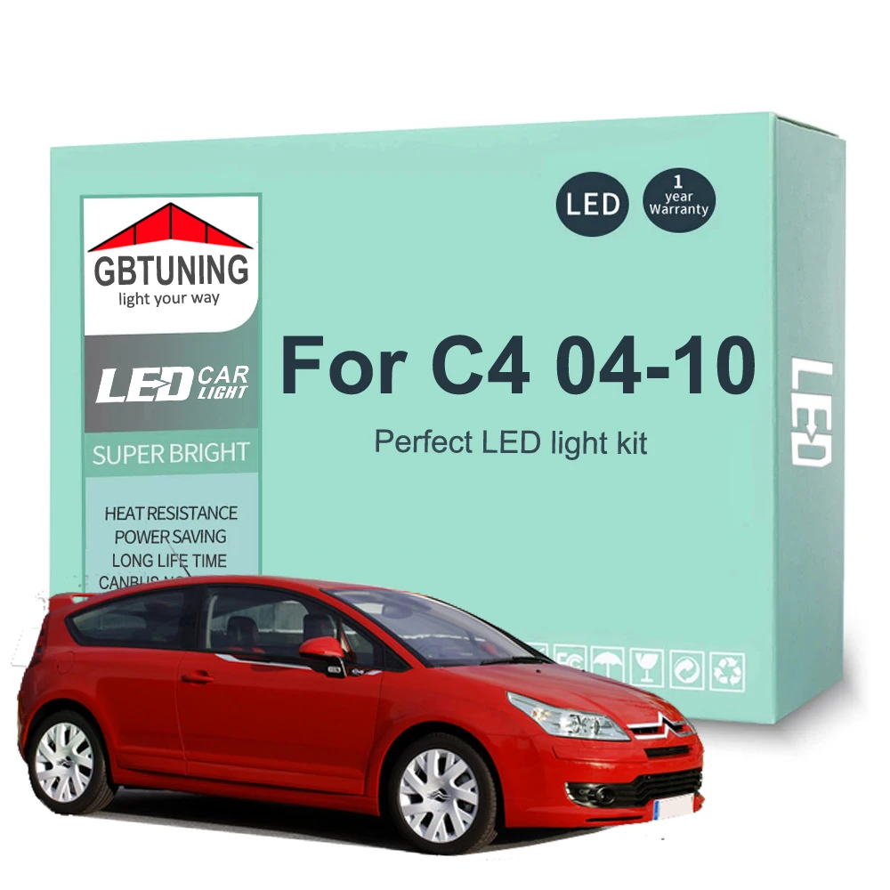 

11 шт. автомобильные аксессуары для Citroen C4 2004 2005 2006 2007 2008 2009 2010 Canbus купольный номерной знак светодиодные внутренние лампы инструменты