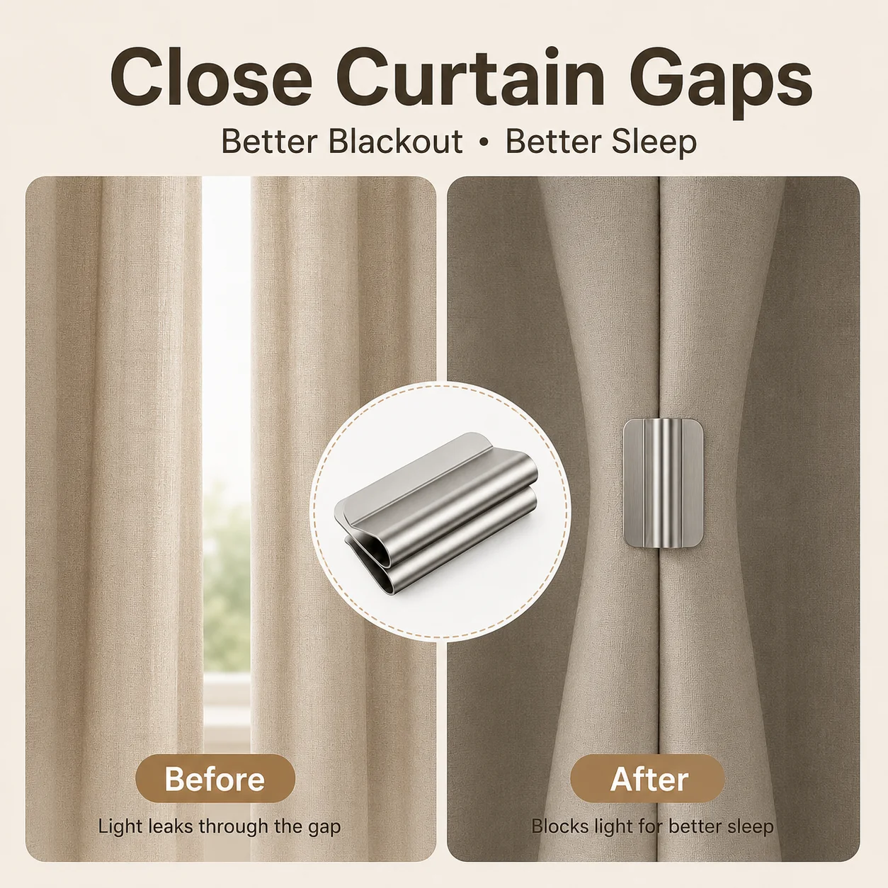 10/20 Pairs Magnetic Stainless Steel Curtain Magnets No Drill Light Blocking Curtain Closure Clips, Reusable Curtain Gap Fastene
