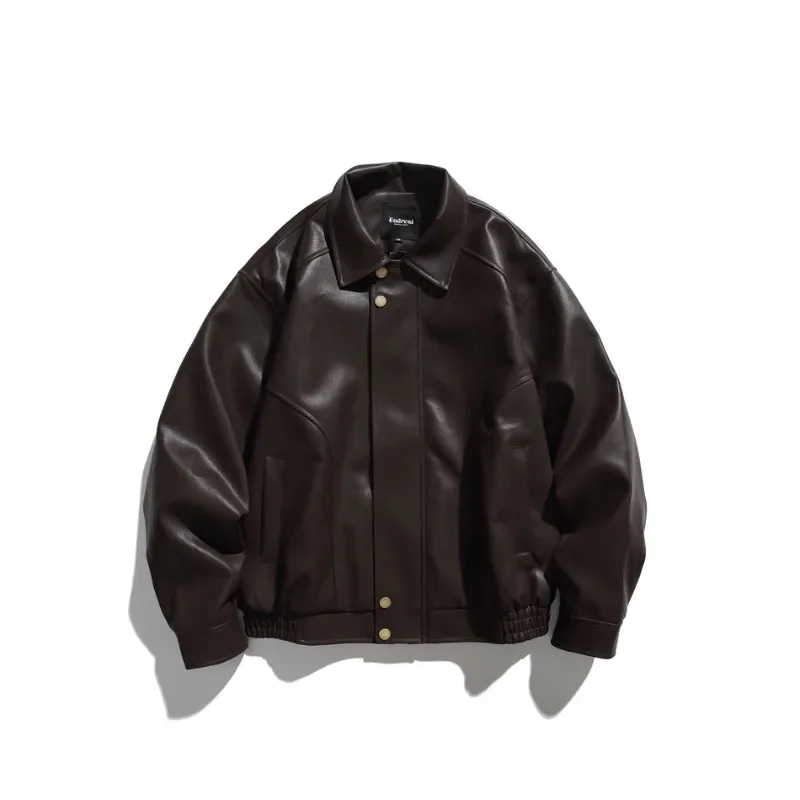 

Vintage Leather Jacket Men Luxury PU Bomber Jacket Streetwear moto biker Jackets Faux Leather Windbreaker men Autumn Outerwears