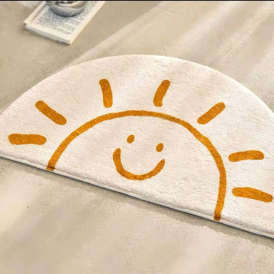 Cartoon Smiley face bedroom bedside lamb wool carpet bathroom toilet door non-slip absorbent mat