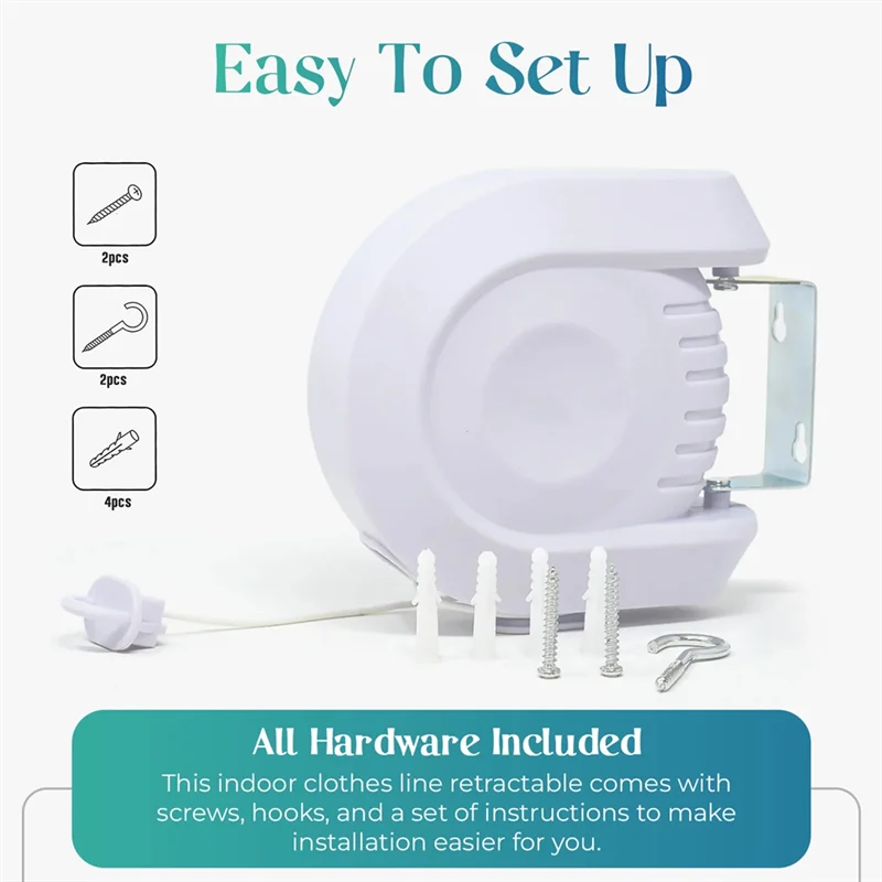 

Веревка для белья в помещении и на открытом воздухе, двойная веревка для белья, 60 дюймов, пластик, 1 комплект-AC08