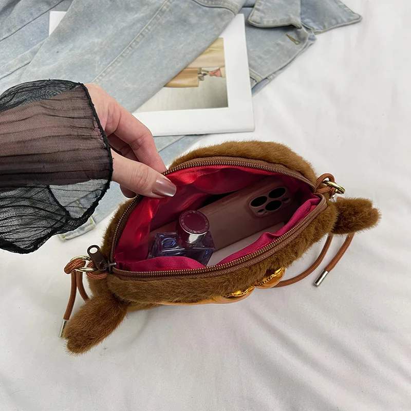 Wukong Plüsch-Umhängetasche, lässiger Reißverschluss, einfache Umhängetasche, mythischer Affenkönig, Reise in den Westen, Spiel im chinesischen Qitian-Stil