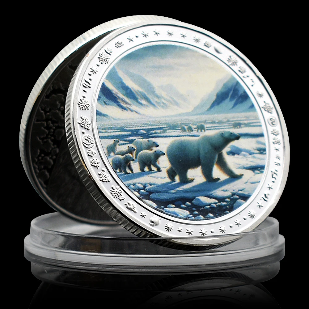 

Polar Bear Silver Coins Arctic Animal 12 Styles Commemortive Medal Collectibles Metal Plated Art Crafts Ornaments