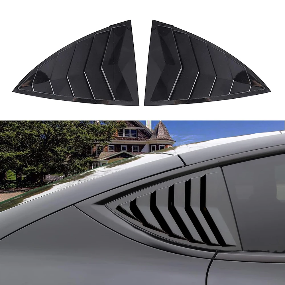 2PCS Gloss Black Side Window Louver Cover Sport Style For Tesla Model Y 2021-2023 Accessories Rear Window Spoiler Splitter Cover