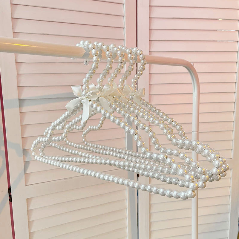 1pc 20/25/30/40cm Pearl Hanger Bow Tie Bride Hanger For Adult Kids Clothes Elegant Organizer Clothespins Wedding Dress Hanger