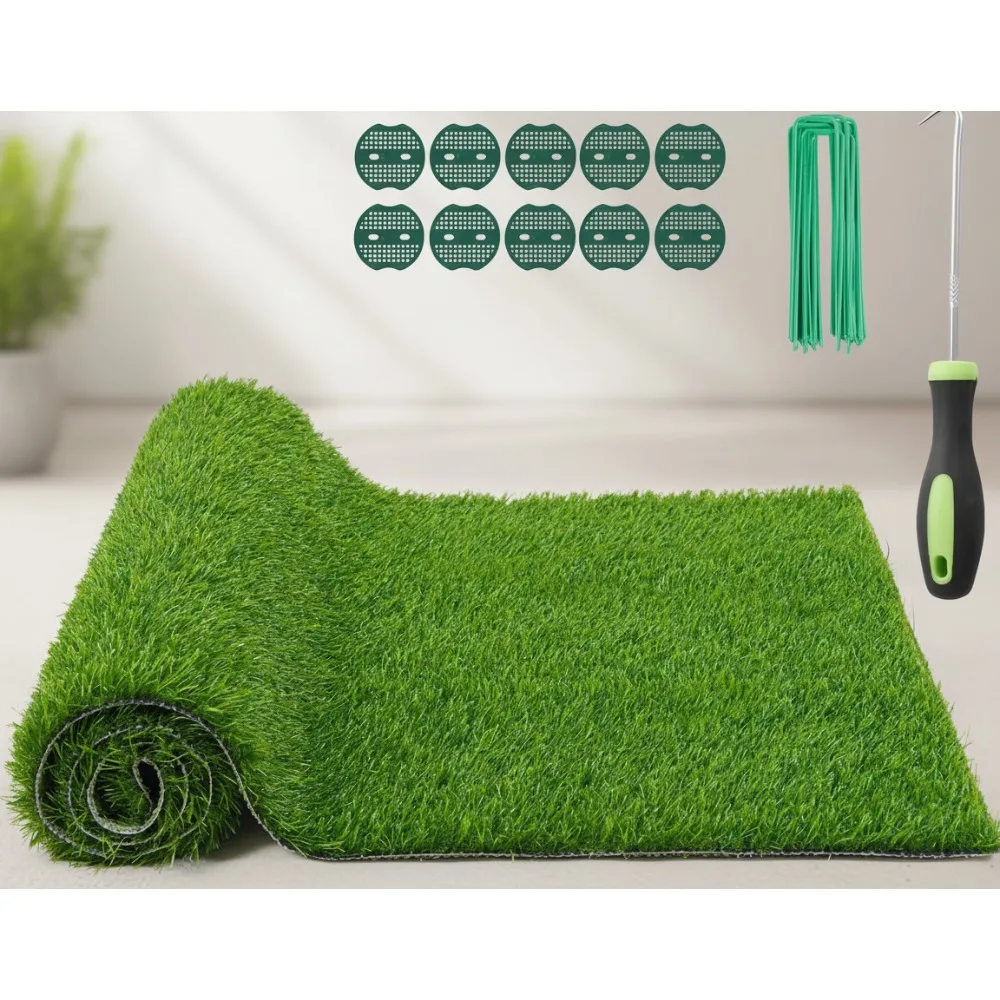 سجادة عشب صناعية واقعية للاستخدام الداخلي والخارجي: عشب مزيف صديق للحيوانات الأليفة مع تصريف، مثالي لفناء شرفة الحديقة #1