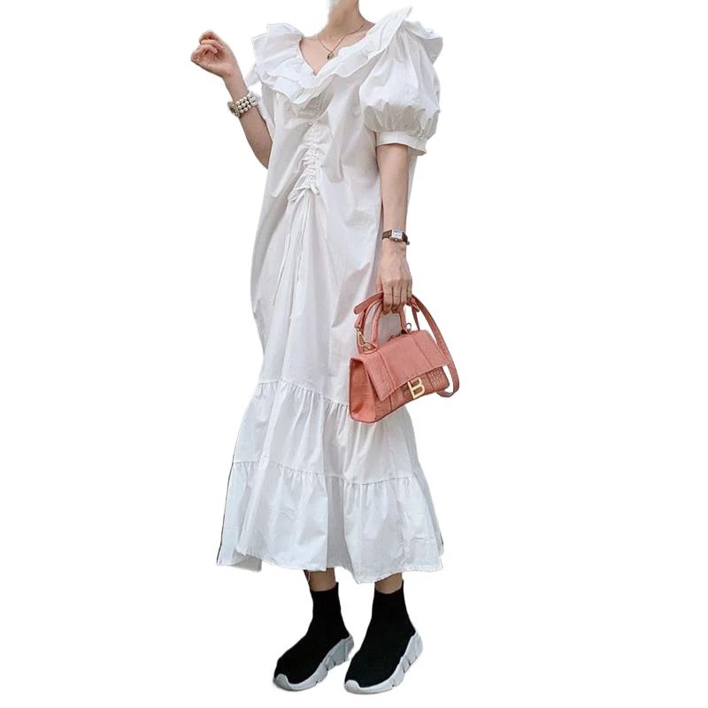 

Women party Dress Japanese Fashion puff sleeve Maxi Dress Robe Female Korean streetwear Dress vestidos elegantes para mujer