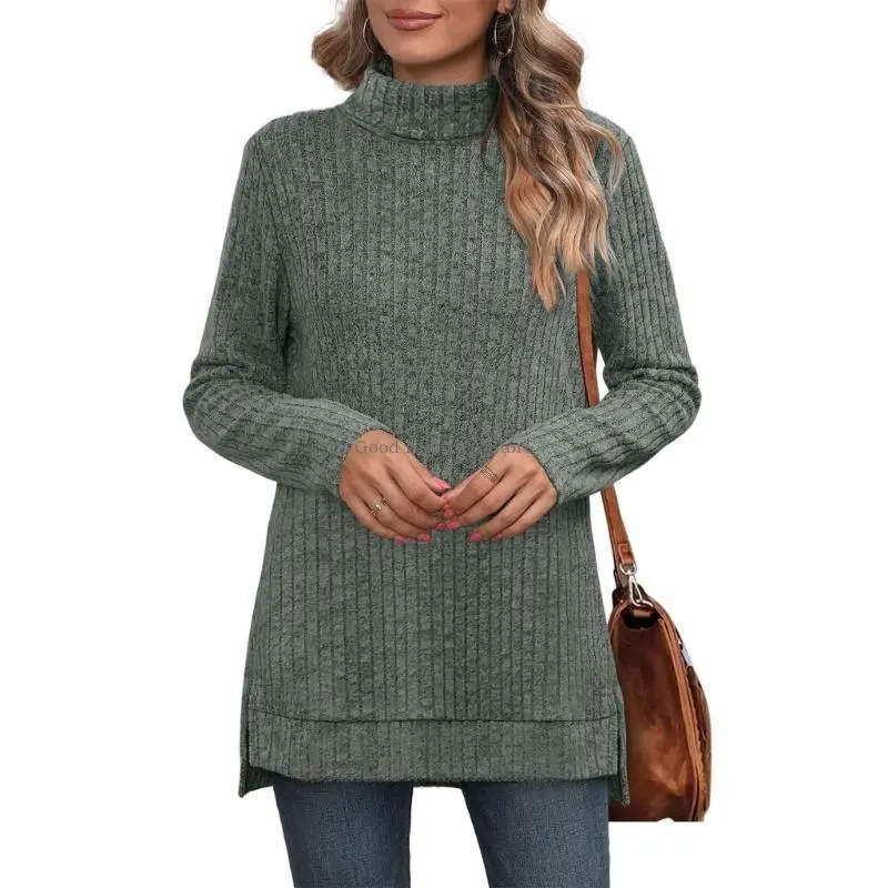 

Autumn Womens Sweater Fashion Knitwears Soft Long Sleeve Turtleneck Pullover
