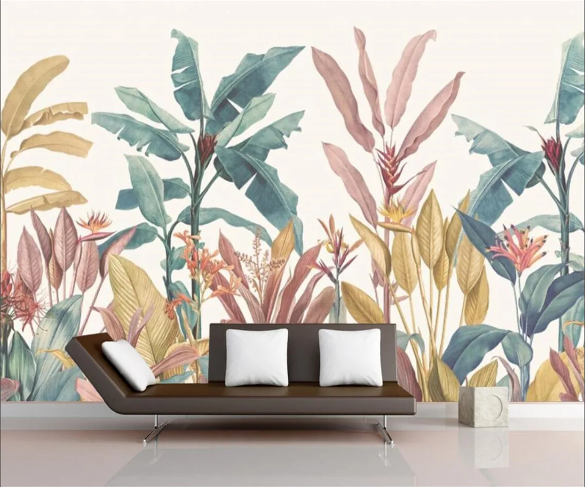 Custom wallpaper photos banana leaf tropical rainforest plant background mural home decoration living room bedroom 3d wallpaper