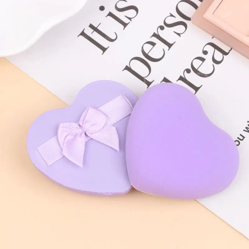 1Pc Cotton Candy Air Cushion Powder Puff Heart Bow Makeup Powder Puffs Dry And Wet Use