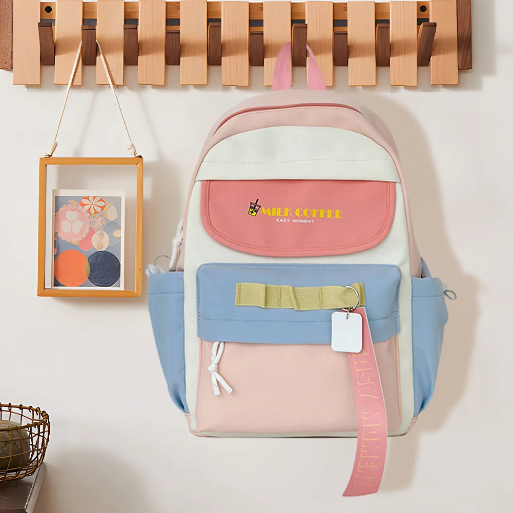 ファッションナイロンバックパック学生用和風バックパックパッチワークスクールバッグ大容量の多機能スクールバッグ