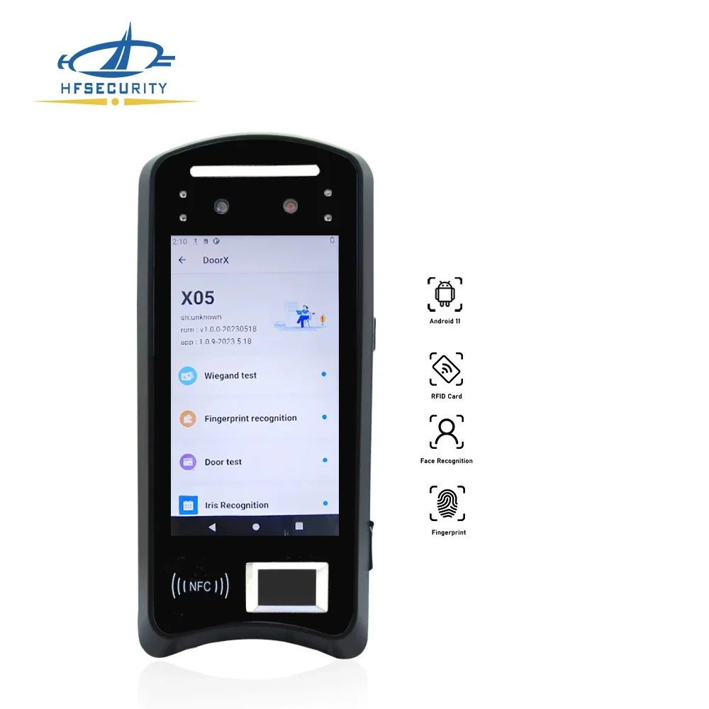 

HFSecurity X05 Android 11 Face Recognition Fingerprint Scanner NFC UHF Card Access Control System