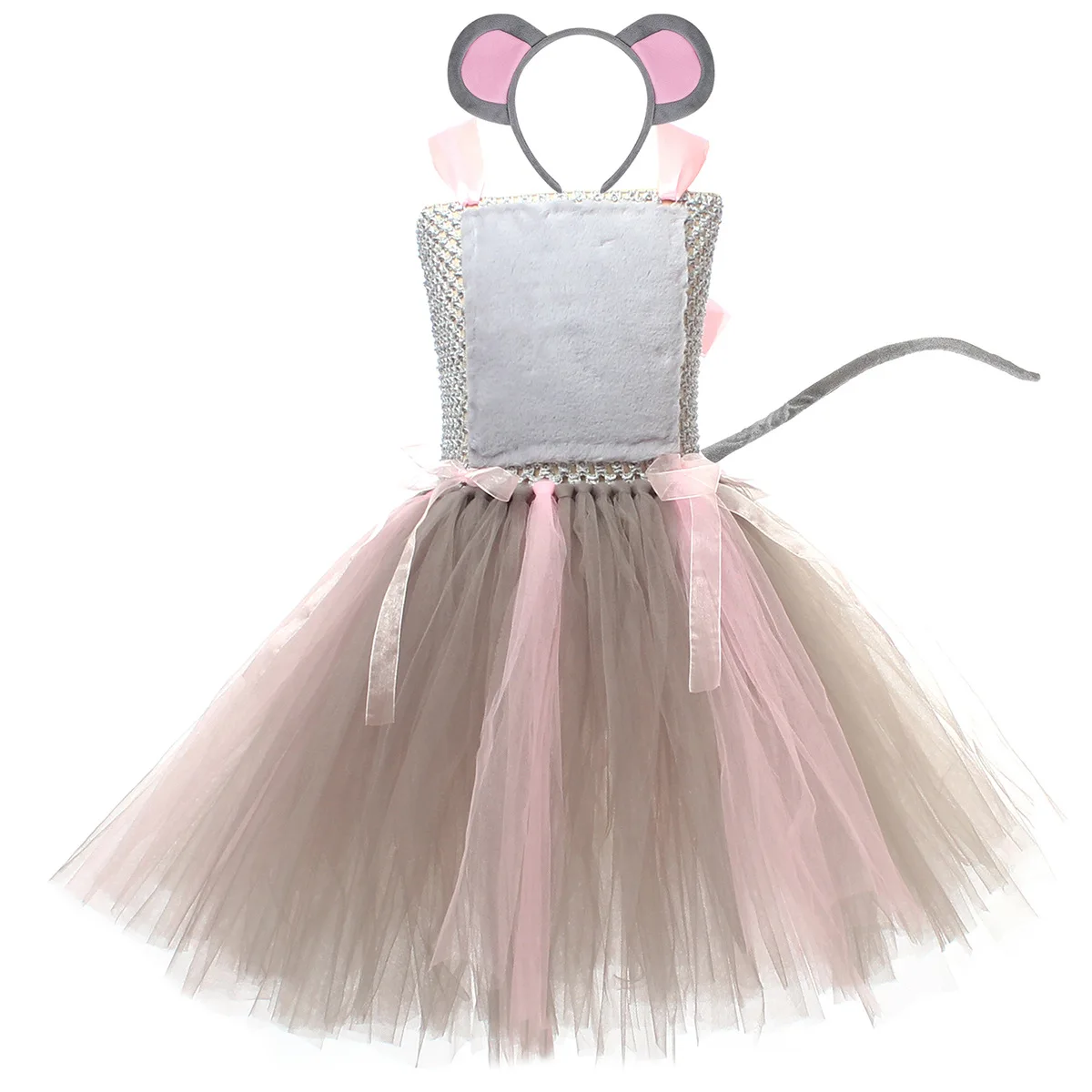 

Kids Grey Mouse Tutu Skirt Halloween Costume Party Performance Dress Animal Cosplay Party Outfit A Costume Grey