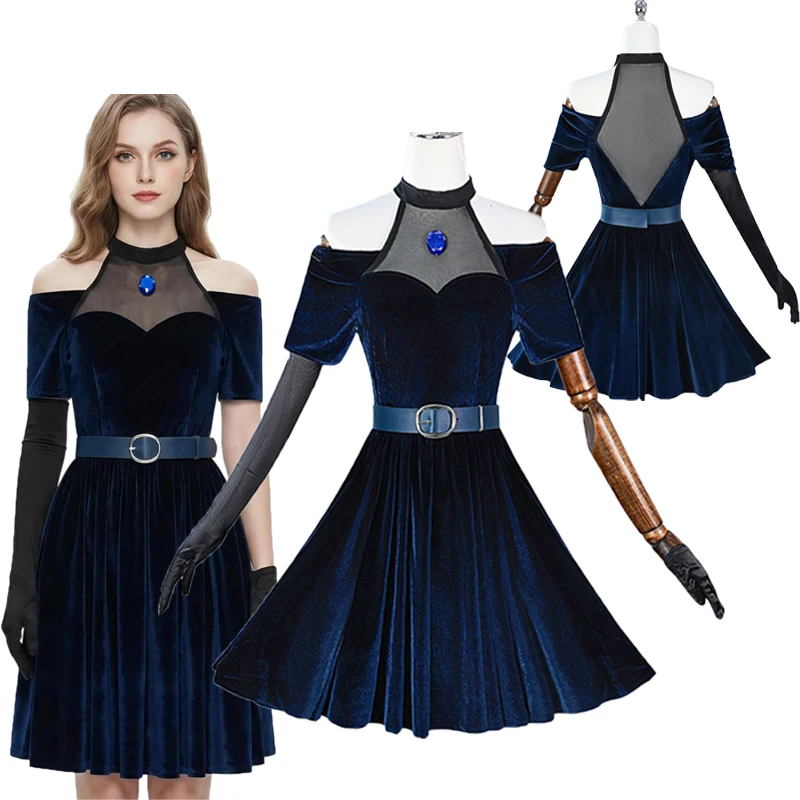 Anime Alien Mizi Cosplay Kostüm Samtrock-Kleid für Frauen Bühnenauftritt Halloween-Party Komplettes Kostüm-Set