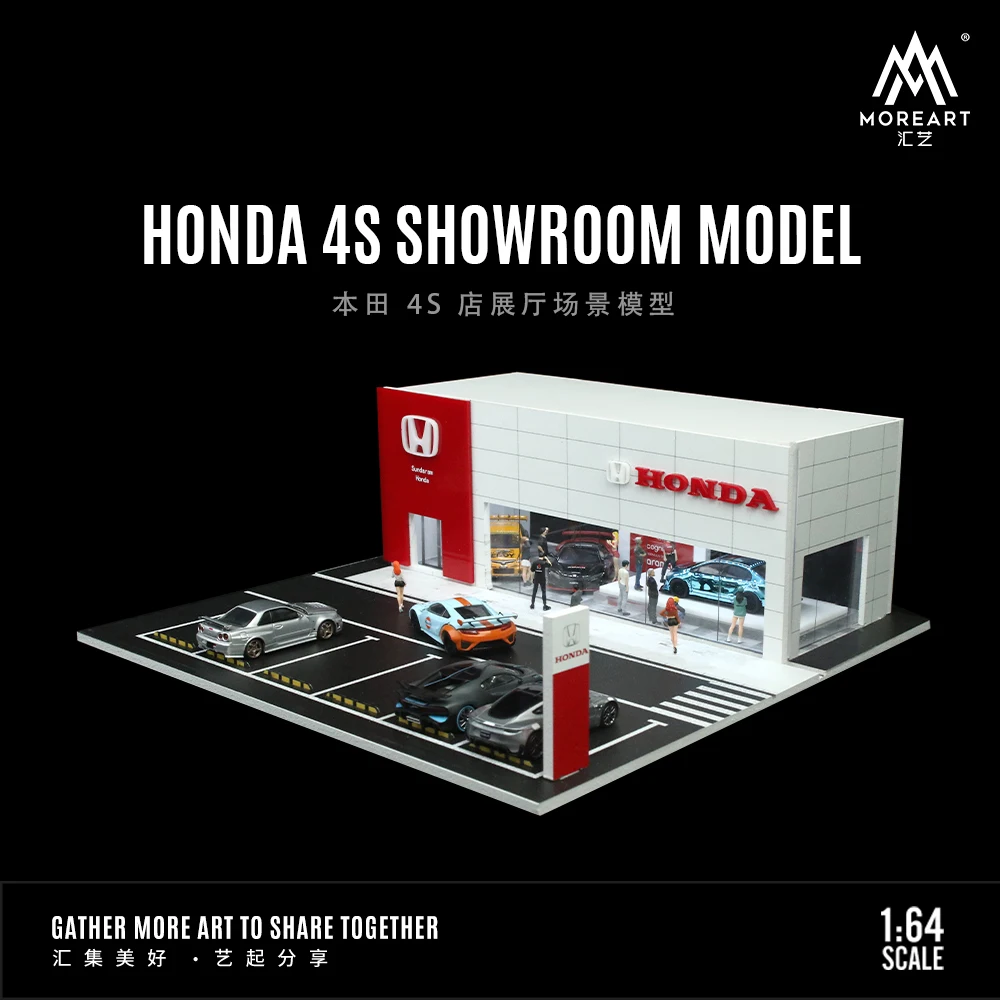 MoreArt&TimeMicro 1:64 Honda 4S shop car showroom assembly version lighting scene