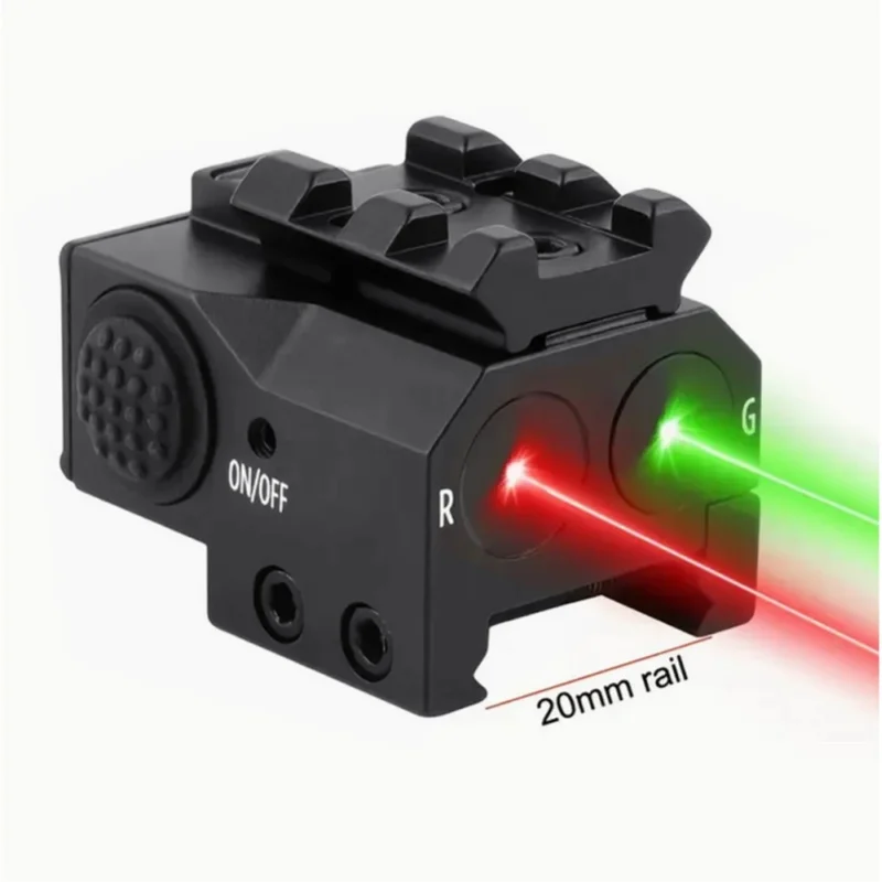 Rotpunktvisier, rot-grünes Laser-Visier, kompatibel mit Picatinny-Schiene, passend für wiederaufladbares USB-Rotlaser-Visier IIIA 5 mW