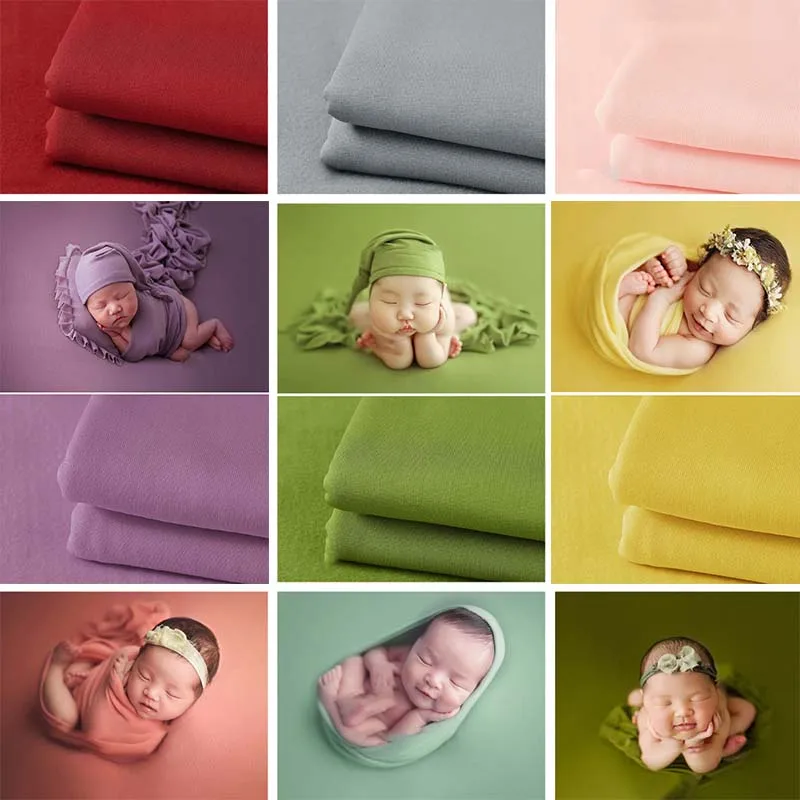 Colorful Newborn Wraps And Background Props, Soft And High Swaddle Stretch,For Boy Girls Infant Shoot Photo Studio Accessories