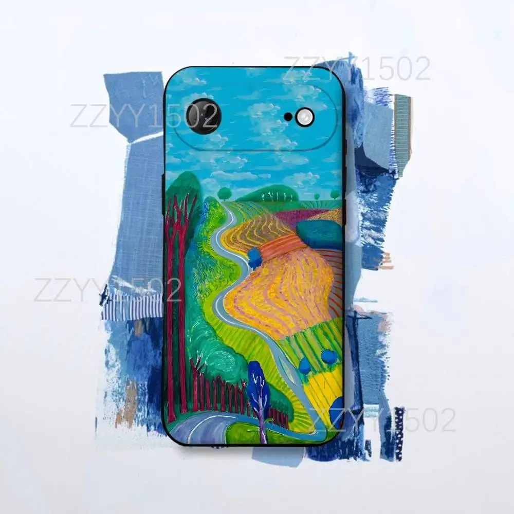 D-David Hockney Paintings Funda de teléfono para iPhone 17,16,15,14,13,12,Pro,Max,Plus,E,SE4,Air,Mini Funda negra