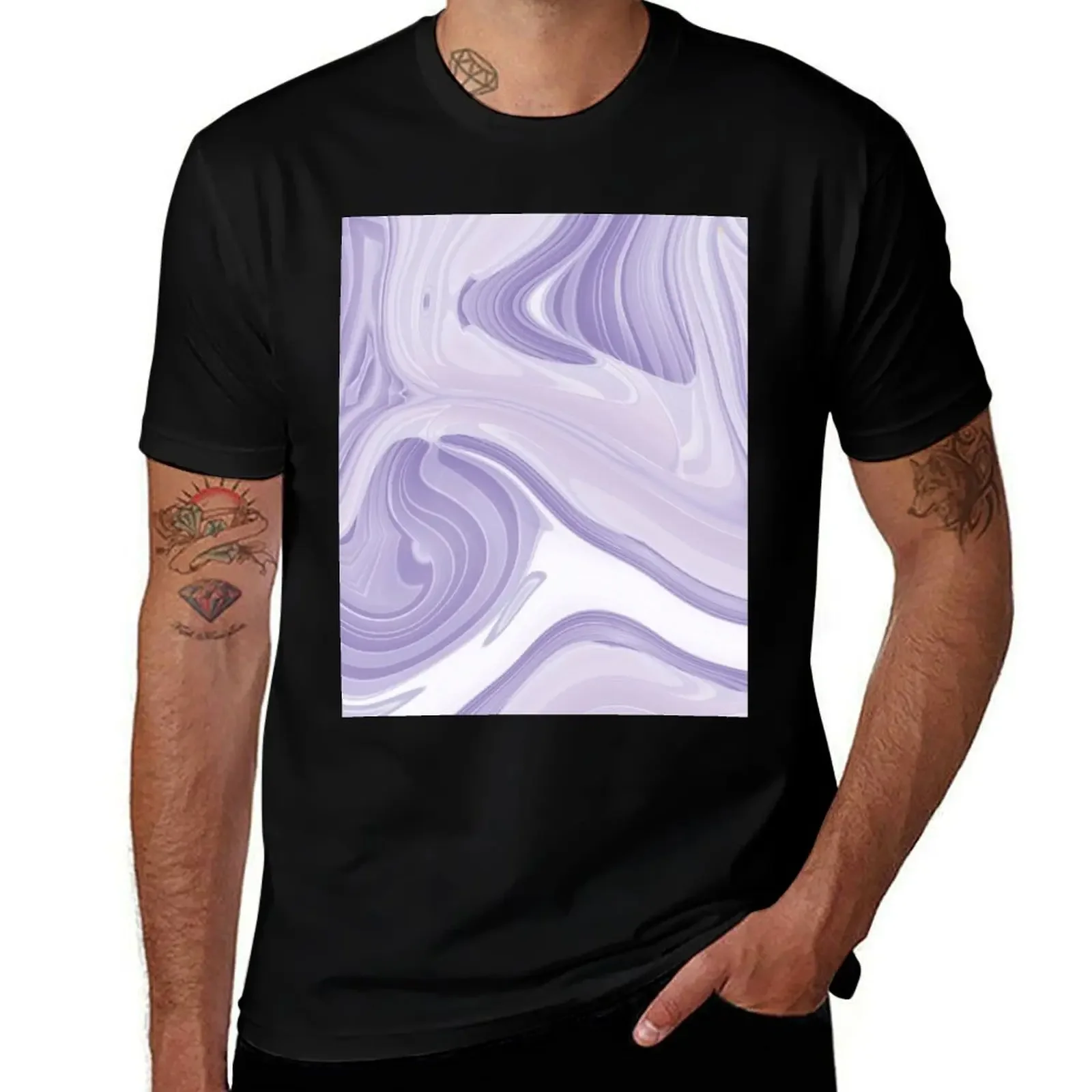 preppy pastel lilac purple marble swirls mid century modern T-Shirt Aesthetic clothing customs black t-shirts for men