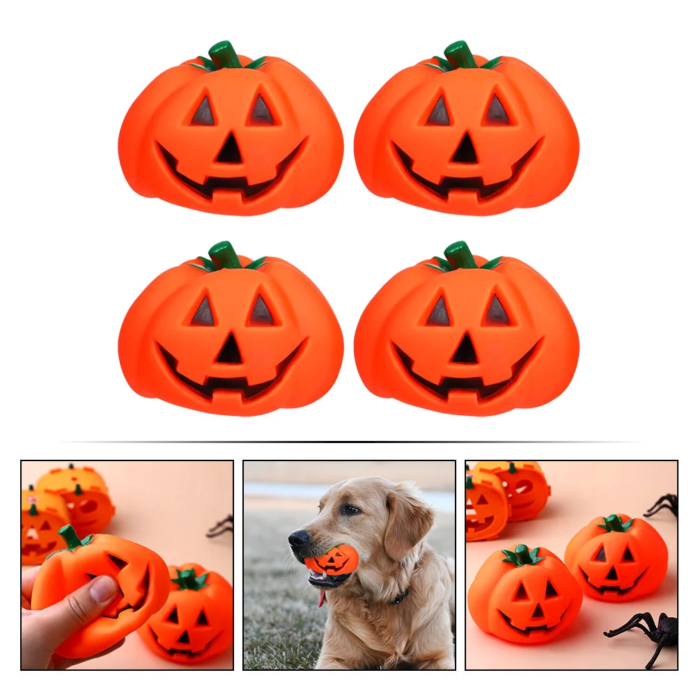 4 Pcs Pet Toy Squeak Halloween Sound Toys Pumpkin Chewing Playing Supplies Adorable Vocalize Child