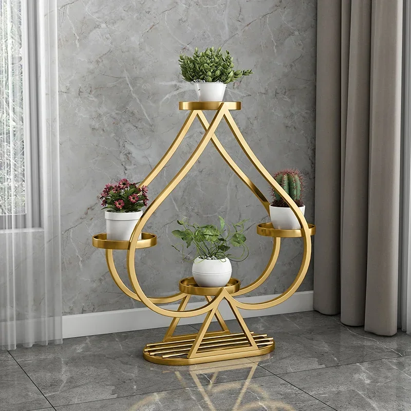 Light Luxury Pots for Plants Balcony Landing Flower Stand Multi-layer Decoration Plant Stand Metal Baking Paint Indoor Gardening