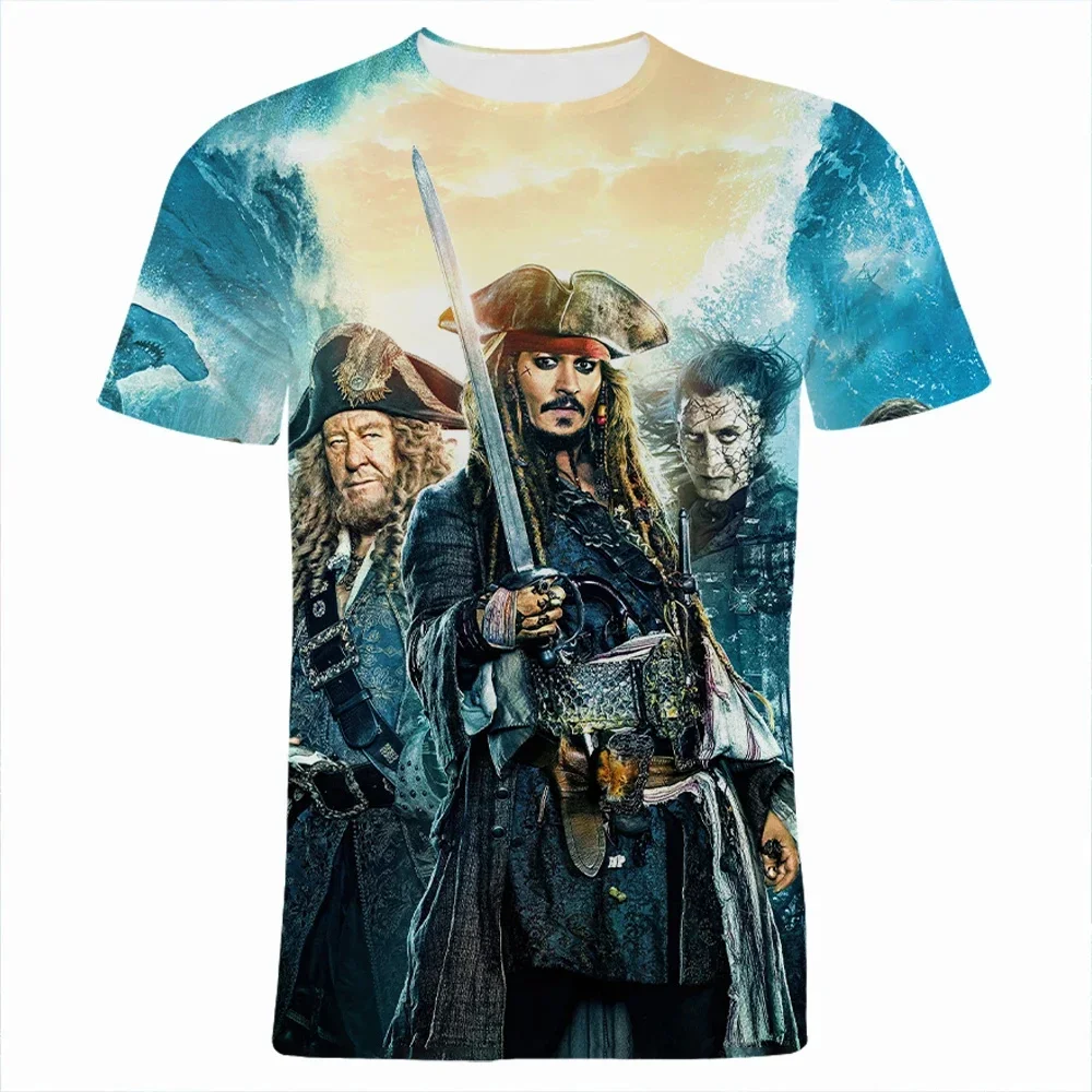 Jack Men T-shirt Disney Boy Girl T-shirt 3D Print Oversized Short Sleeve Pirates Caribbean Men's T-shirt Fashion Men Clothing