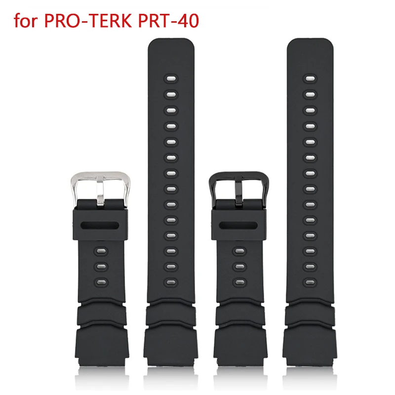 Resin Strap for Casio PRO-TERK PRT-40 Stainless Steel Buckle Sport Waterproof Men Rubber Replace Band Bracelet Watch Accessories